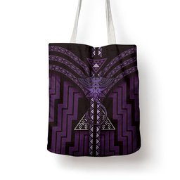 New Zealand Manta Ray Tote Bag Maori Tukutuku Taniko Motifs Purple