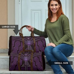 New Zealand Manta Ray Travel Bag Maori Tukutuku Taniko Motifs Purple