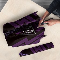 New Zealand Manta Ray Umbrella Maori Tukutuku Taniko Motifs Purple