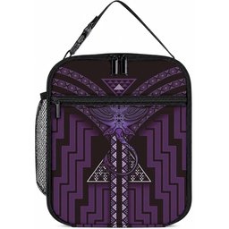 New Zealand Manta Ray Lunch Bag Maori Tukutuku Taniko Motifs Purple