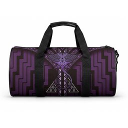 New Zealand Manta Ray Duffle Bag Maori Tukutuku Taniko Motifs Purple