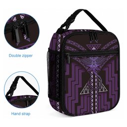 New Zealand Manta Ray Lunch Bag Maori Tukutuku Taniko Motifs Purple