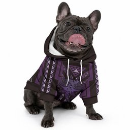 New Zealand Manta Ray Pet Hoodie Maori Tukutuku Taniko Motifs Purple