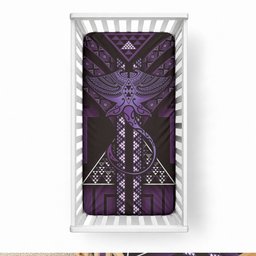 New Zealand Manta Ray Baby Bed Cover Maori Tukutuku Taniko Motifs Purple