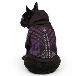 New Zealand Manta Ray Pet Hoodie Maori Tukutuku Taniko Motifs Purple