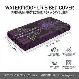 New Zealand Manta Ray Baby Bed Cover Maori Tukutuku Taniko Motifs Purple