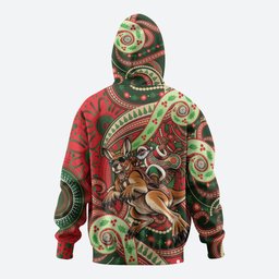 Aboriginal Christmas Zip Hoodie Santa Riding Leaping Kangaroo Dot Pattern