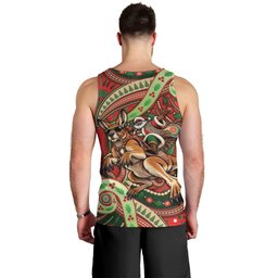 Aboriginal Christmas Men Tank Top Santa Riding Leaping Kangaroo Dot Pattern