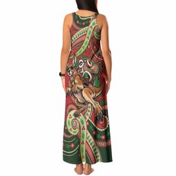 Aboriginal Christmas Tank Maxi Dress Santa Riding Leaping Kangaroo Dot Pattern