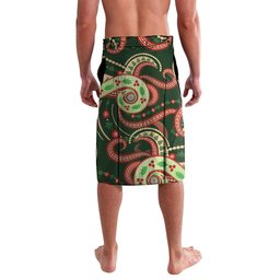 Aboriginal Christmas Lavalava Santa Riding Leaping Kangaroo Dot Pattern