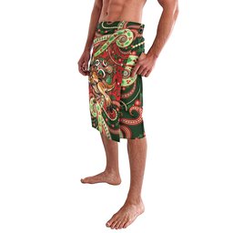 Aboriginal Christmas Lavalava Santa Riding Leaping Kangaroo Dot Pattern