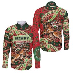 Aboriginal Christmas Family Matching Puletasi and Hawaiian Shirt Santa Riding Leaping Kangaroo Dot Pattern
