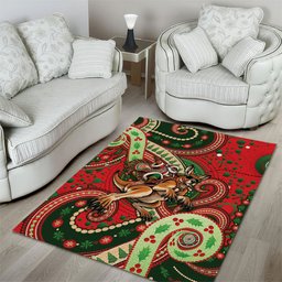 Aboriginal Christmas Area Rug Santa Riding Leaping Kangaroo Dot Pattern