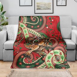 Aboriginal Christmas Blanket Santa Riding Leaping Kangaroo Dot Pattern