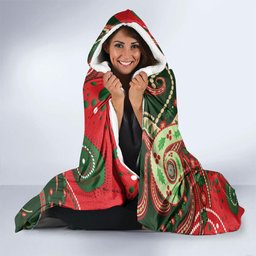 Aboriginal Christmas Hooded Blanket Santa Riding Leaping Kangaroo Dot Pattern