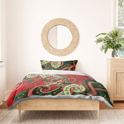 Aboriginal Christmas Bedding Set Santa Riding Leaping Kangaroo Dot Pattern