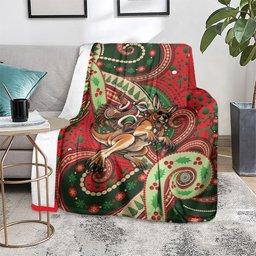 Aboriginal Christmas Blanket Santa Riding Leaping Kangaroo Dot Pattern