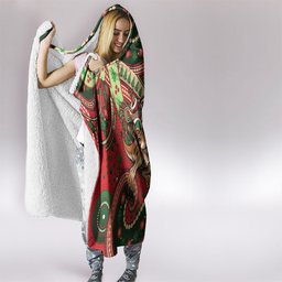 Aboriginal Christmas Hooded Blanket Santa Riding Leaping Kangaroo Dot Pattern