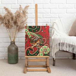 Aboriginal Christmas Canvas Wall Art Santa Riding Leaping Kangaroo Dot Pattern
