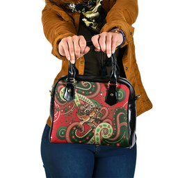 Aboriginal Christmas Shoulder Handbag Santa Riding Leaping Kangaroo Dot Pattern