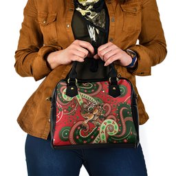 Aboriginal Christmas Shoulder Handbag Santa Riding Leaping Kangaroo Dot Pattern