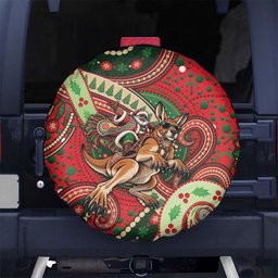 Aboriginal Christmas Spare Tire Cover Santa Riding Leaping Kangaroo Dot Pattern