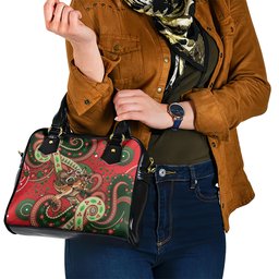 Aboriginal Christmas Shoulder Handbag Santa Riding Leaping Kangaroo Dot Pattern