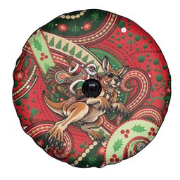 Aboriginal Christmas Spare Tire Cover Santa Riding Leaping Kangaroo Dot Pattern