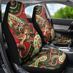 Aboriginal Christmas Car Seat Cover Santa Riding Leaping Kangaroo Dot Pattern