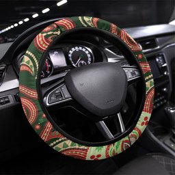 Aboriginal Christmas Steering Wheel Cover Santa Riding Leaping Kangaroo Dot Pattern