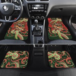 Aboriginal Christmas Car Mats Santa Riding Leaping Kangaroo Dot Pattern