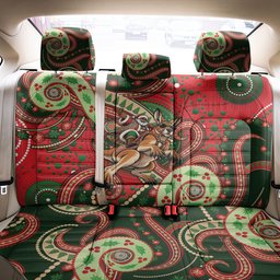 Aboriginal Christmas Back Car Seat Cover Santa Riding Leaping Kangaroo Dot Pattern