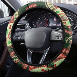 Aboriginal Christmas Steering Wheel Cover Santa Riding Leaping Kangaroo Dot Pattern