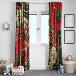 Aboriginal Christmas Window Curtain Santa Riding Leaping Kangaroo Dot Pattern