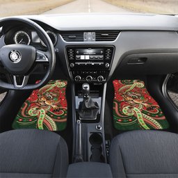 Aboriginal Christmas Car Mats Santa Riding Leaping Kangaroo Dot Pattern