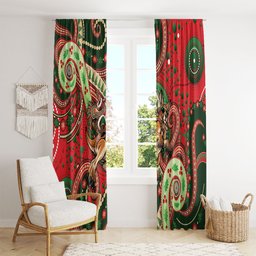Aboriginal Christmas Window Curtain Santa Riding Leaping Kangaroo Dot Pattern