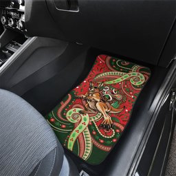 Aboriginal Christmas Car Mats Santa Riding Leaping Kangaroo Dot Pattern