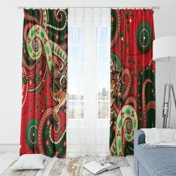 Aboriginal Christmas Window Curtain Santa Riding Leaping Kangaroo Dot Pattern