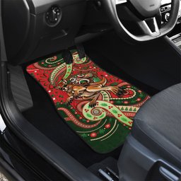 Aboriginal Christmas Car Mats Santa Riding Leaping Kangaroo Dot Pattern
