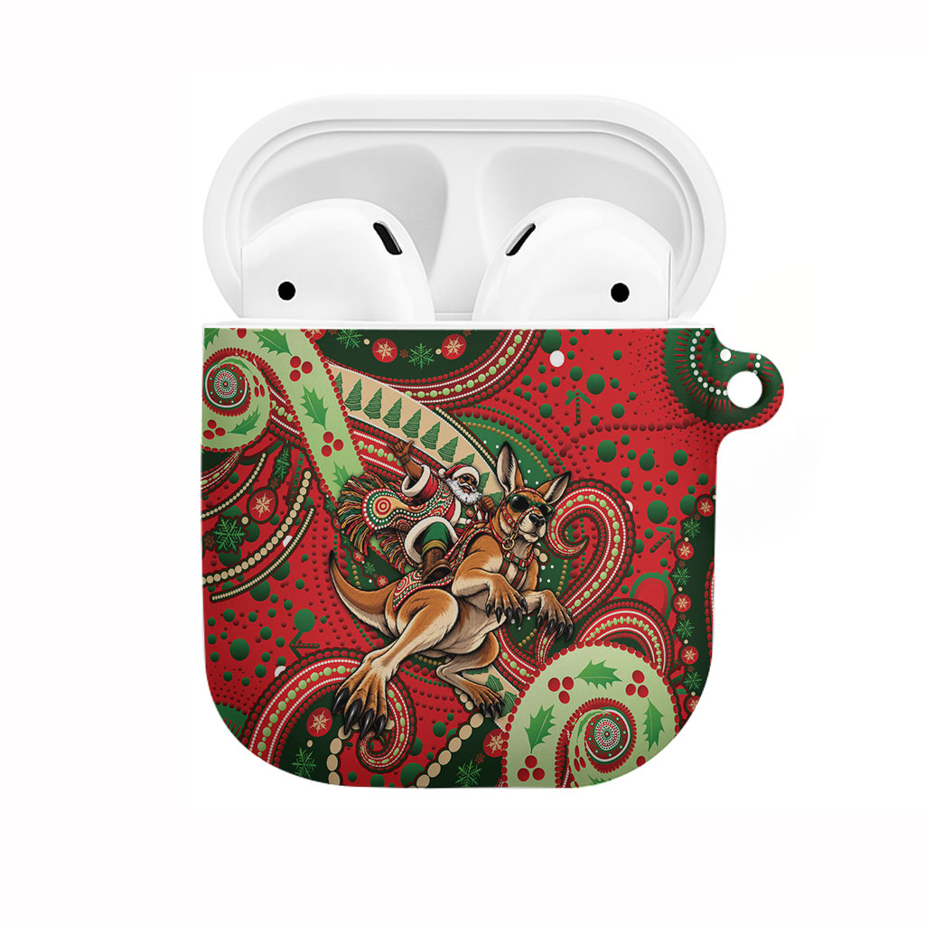 Aboriginal Christmas AirPods Case Santa Riding Leaping Kangaroo Dot Pattern