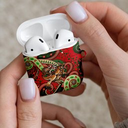 Aboriginal Christmas AirPods Case Santa Riding Leaping Kangaroo Dot Pattern