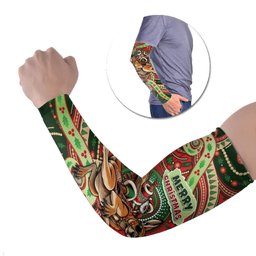 Aboriginal Christmas Arm Sleeves Santa Riding Leaping Kangaroo Dot Pattern