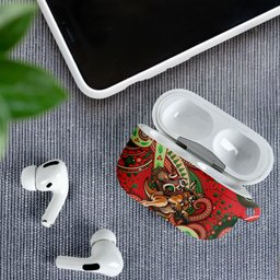 Aboriginal Christmas AirPods Case Santa Riding Leaping Kangaroo Dot Pattern