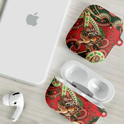 Aboriginal Christmas AirPods Case Santa Riding Leaping Kangaroo Dot Pattern