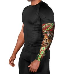 Aboriginal Christmas Arm Sleeves Santa Riding Leaping Kangaroo Dot Pattern