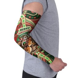 Aboriginal Christmas Arm Sleeves Santa Riding Leaping Kangaroo Dot Pattern