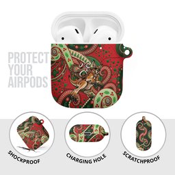 Aboriginal Christmas AirPods Case Santa Riding Leaping Kangaroo Dot Pattern