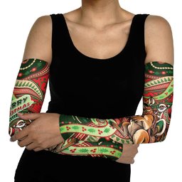 Aboriginal Christmas Arm Sleeves Santa Riding Leaping Kangaroo Dot Pattern
