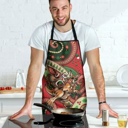 Aboriginal Christmas Apron Santa Riding Leaping Kangaroo Dot Pattern