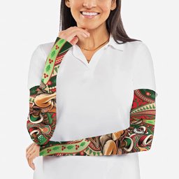 Aboriginal Christmas Arm Sleeves Santa Riding Leaping Kangaroo Dot Pattern